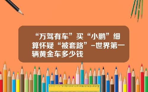 “万驾有车”买“小鹏”细算怀疑“被套路”-世界第一辆黄金车多少钱