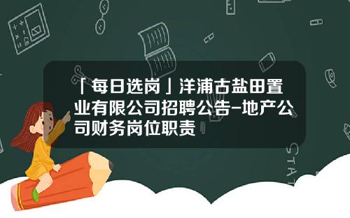 「每日选岗」洋浦古盐田置业有限公司招聘公告-地产公司财务岗位职责