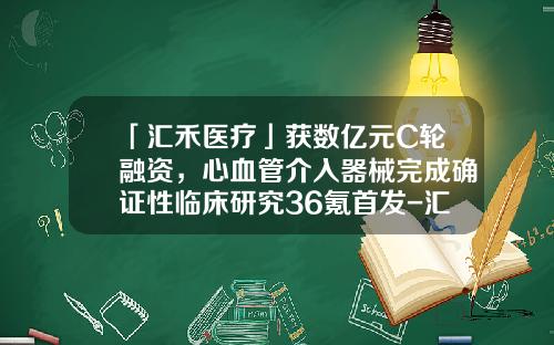 「汇禾医疗」获数亿元C轮融资，心血管介入器械完成确证性临床研究36氪首发-汇禾医疗资讯股票代码