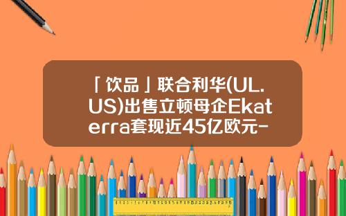 「饮品」联合利华(UL.US)出售立顿母企Ekaterra套现近45亿欧元-利华基金