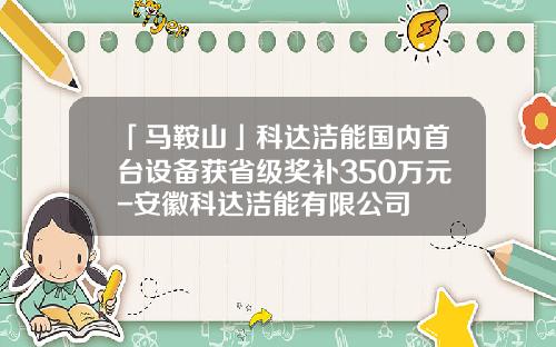 「马鞍山」科达洁能国内首台设备获省级奖补350万元-安徽科达洁能有限公司
