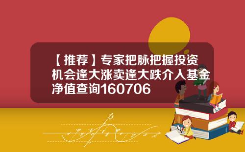 【推荐】专家把脉把握投资机会逢大涨卖逢大跌介入基金净值查询160706
