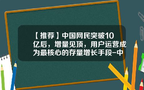 【推荐】中国网民突破10亿后，增量见顶，用户运营成为最核心的存量增长手段-中国多少网民淘宝