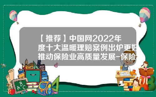 【推荐】中国网2022年度十大温暖理赔案例出炉更好推动保险业高质量发展-保险公司理赔排名
