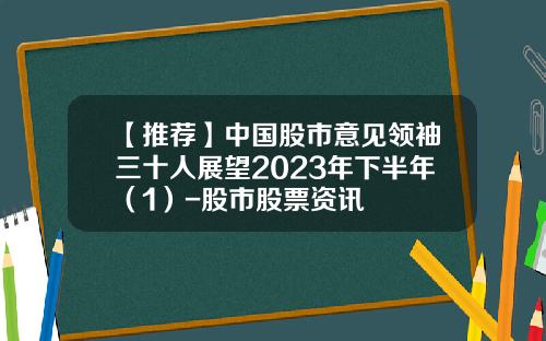 【推荐】中国股市意见领袖三十人展望2023年下半年（1）-股市股票资讯
