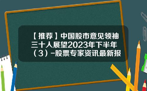 【推荐】中国股市意见领袖三十人展望2023年下半年（3）-股票专家资讯最新报道