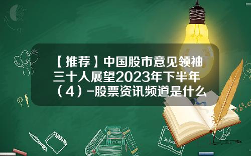 【推荐】中国股市意见领袖三十人展望2023年下半年（4）-股票资讯频道是什么