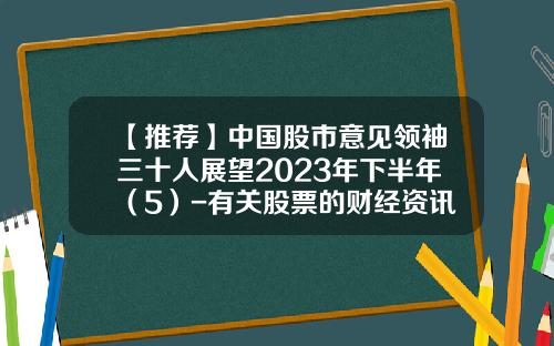 【推荐】中国股市意见领袖三十人展望2023年下半年（5）-有关股票的财经资讯