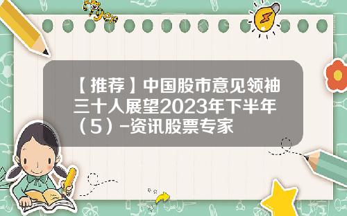 【推荐】中国股市意见领袖三十人展望2023年下半年（5）-资讯股票专家