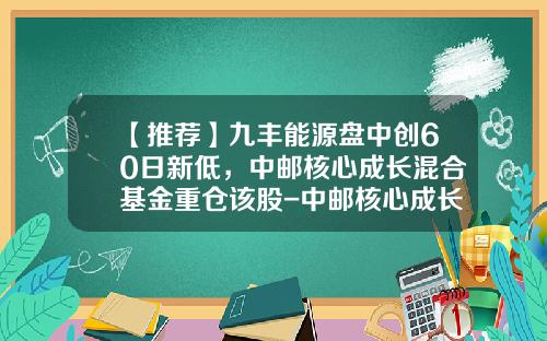 【推荐】九丰能源盘中创60日新低，中邮核心成长混合基金重仓该股-中邮核心成长基金吧
