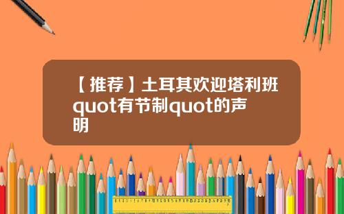 【推荐】土耳其欢迎塔利班quot有节制quot的声明