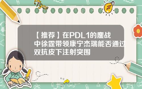 【推荐】在PDL1的鏖战中徐霆带领康宁杰瑞能否通过双抗皮下注射突围