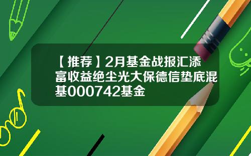 【推荐】2月基金战报汇添富收益绝尘光大保德信垫底混基000742基金