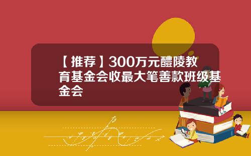 【推荐】300万元醴陵教育基金会收最大笔善款班级基金会