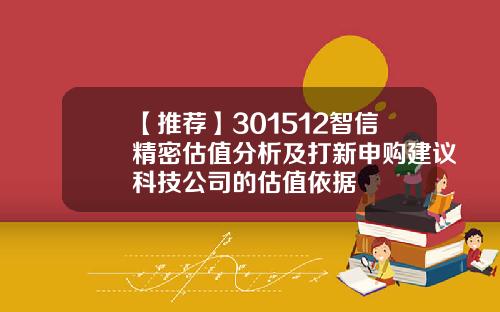 【推荐】301512智信精密估值分析及打新申购建议科技公司的估值依据