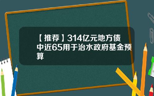 【推荐】314亿元地方债中近65用于治水政府基金预算
