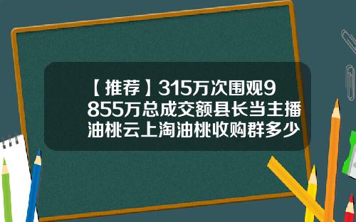 【推荐】315万次围观9855万总成交额县长当主播油桃云上淘油桃收购群多少