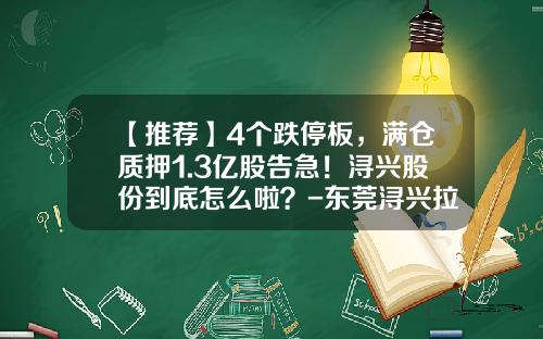 【推荐】4个跌停板，满仓质押1.3亿股告急！浔兴股份到底怎么啦？-东莞浔兴拉链科技有限公司