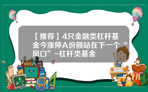 【推荐】4只金融类杠杆基金今涨停A份额站在下一个“风口”-杠杆类基金