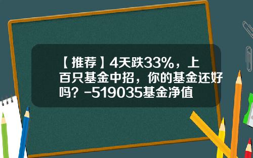 【推荐】4天跌33%，上百只基金中招，你的基金还好吗？-519035基金净值