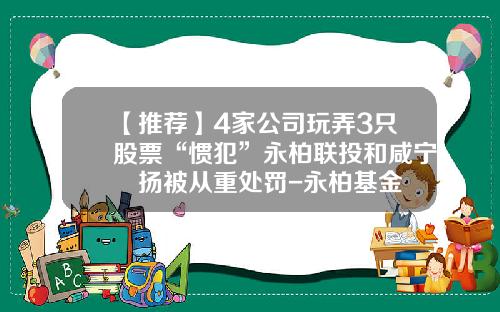 【推荐】4家公司玩弄3只股票“惯犯”永柏联投和咸宁碁扬被从重处罚-永柏基金