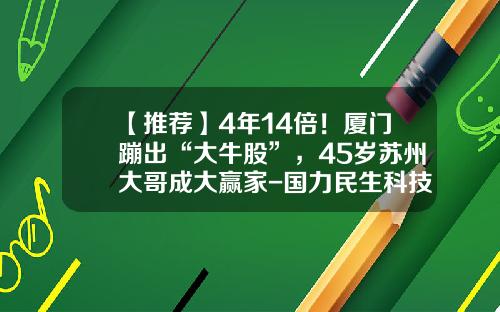 【推荐】4年14倍！厦门蹦出“大牛股”，45岁苏州大哥成大赢家-国力民生科技投资有限公司