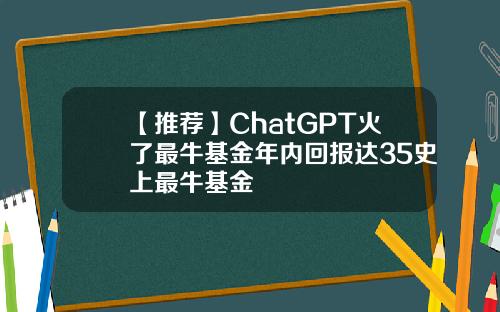 【推荐】ChatGPT火了最牛基金年内回报达35史上最牛基金
