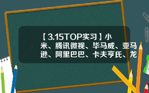【3.15TOP实习】小米、腾讯微视、毕马威、亚马逊、阿里巴巴、卡夫亨氏、龙腾出行等招人啦！快来pick你的offer吧！-戴姆勒股份公司招聘