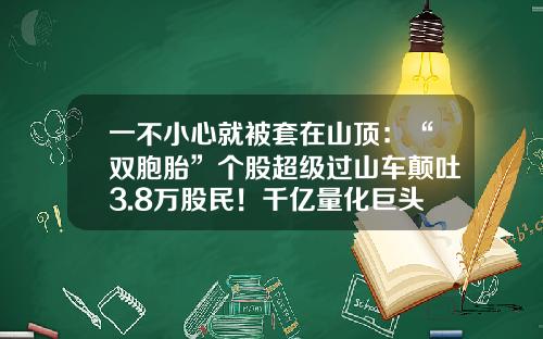 一不小心就被套在山顶：“双胞胎”个股超级过山车颠吐3.8万股民！千亿量化巨头身影浮现意欲何为？-泽弘基金【新闻】.