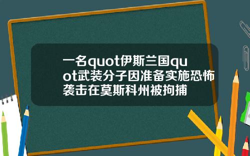 一名quot伊斯兰国quot武装分子因准备实施恐怖袭击在莫斯科州被拘捕