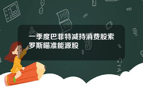 一季度巴菲特减持消费股索罗斯瞄准能源股