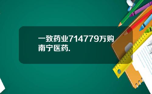 一致药业714779万购南宁医药.