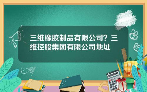 三维橡胶制品有限公司？三维控股集团有限公司地址
