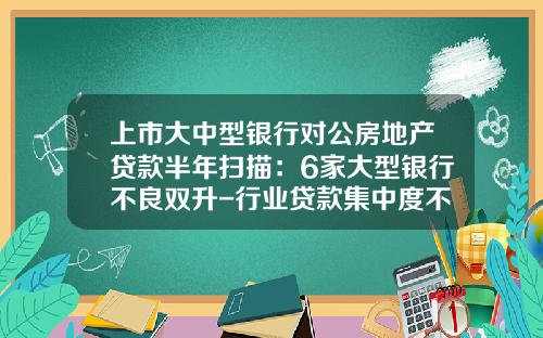 上市大中型银行对公房地产贷款半年扫描：6家大型银行不良双升-行业贷款集中度不能超过多少