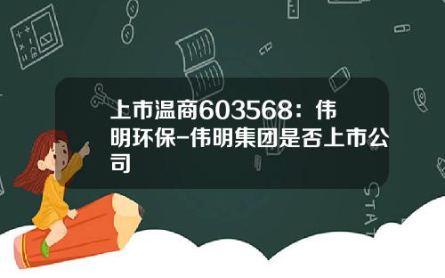 上市温商603568：伟明环保-伟明集团是否上市公司