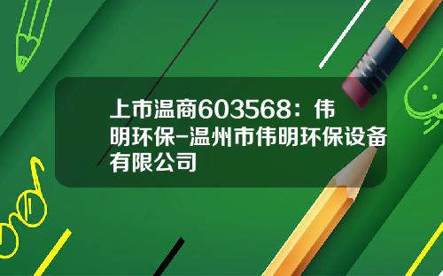 上市温商603568：伟明环保-温州市伟明环保设备有限公司