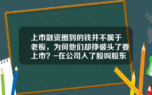 上市融资圈到的钱并不属于老板，为何他们却挣破头了要上市？-在公司入了股叫股东还是股民