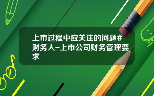 上市过程中应关注的问题#财务人-上市公司财务管理要求