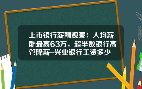 上市银行薪酬观察：人均薪酬最高63万，超半数银行高管降薪-兴业银行工资多少
