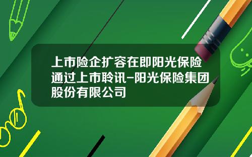 上市险企扩容在即阳光保险通过上市聆讯-阳光保险集团股份有限公司