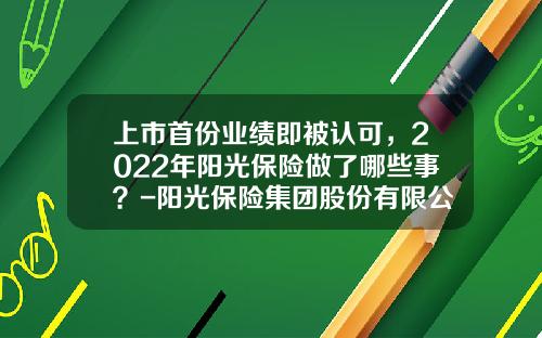 上市首份业绩即被认可，2022年阳光保险做了哪些事？-阳光保险集团股份有限公司