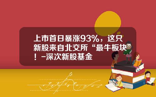 上市首日暴涨93%，这只新股来自北交所“最牛板块”！-深次新股基金