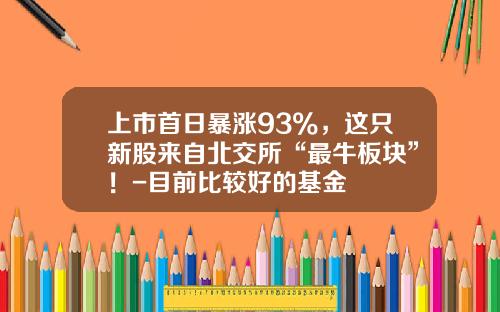 上市首日暴涨93%，这只新股来自北交所“最牛板块”！-目前比较好的基金