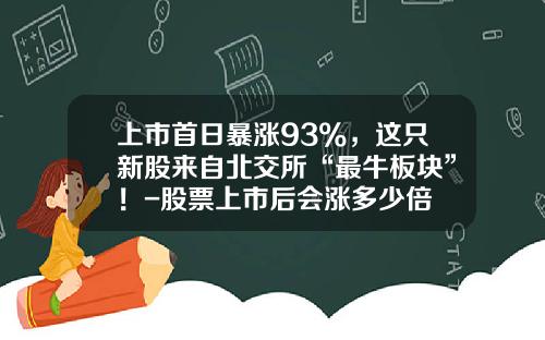 上市首日暴涨93%，这只新股来自北交所“最牛板块”！-股票上市后会涨多少倍