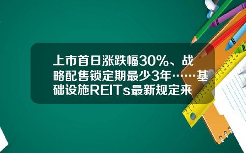 上市首日涨跌幅30%、战略配售锁定期最少3年……基础设施REITs最新规定来了-基金交易原则份额申购