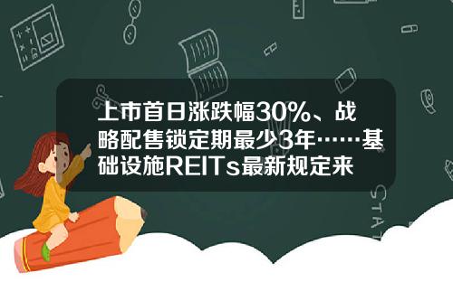 上市首日涨跌幅30%、战略配售锁定期最少3年……基础设施REITs最新规定来了-证券转托管费用上交深交所多少