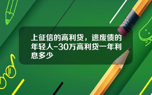 上征信的高利贷，逃废债的年轻人-30万高利贷一年利息多少