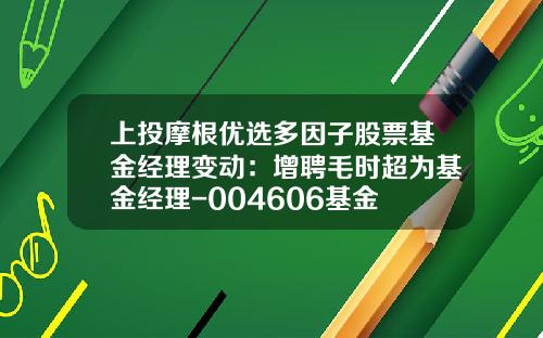 上投摩根优选多因子股票基金经理变动：增聘毛时超为基金经理-004606基金