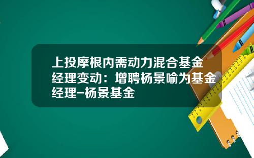 上投摩根内需动力混合基金经理变动：增聘杨景喻为基金经理-杨景基金