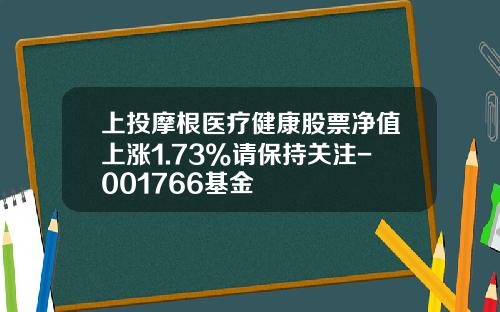 上投摩根医疗健康股票净值上涨1.73%请保持关注-001766基金